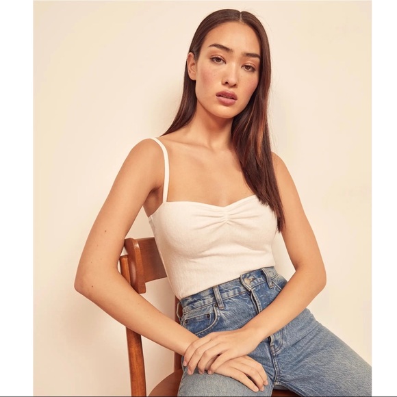 NEW REFORMATION IVORY POINTELLE KNIT CAMISOLE - Picture 9 of 10